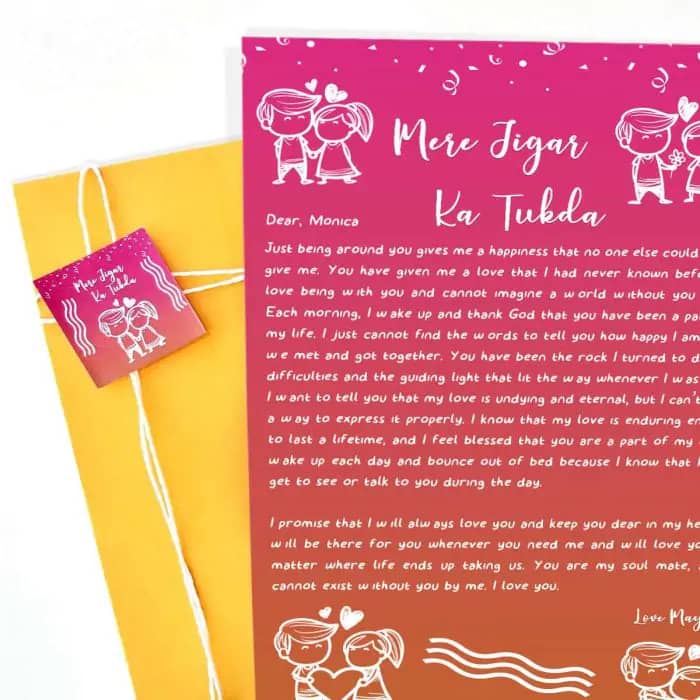 Jigar Ka Tukda - Letter To My Love - Valentines gift for husband