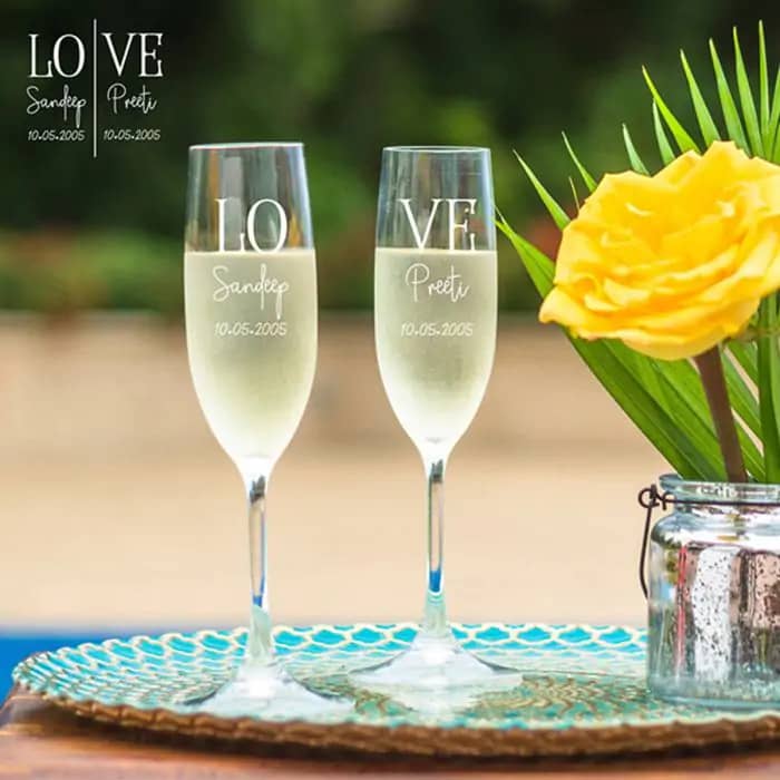 Love Champange Glasses - Valentines gift for husband