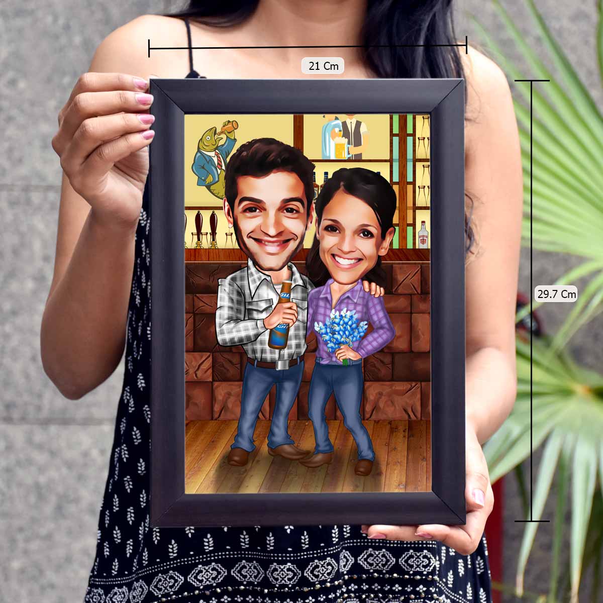 Personalised Couple Caricature Frame - Valentines gifts for him