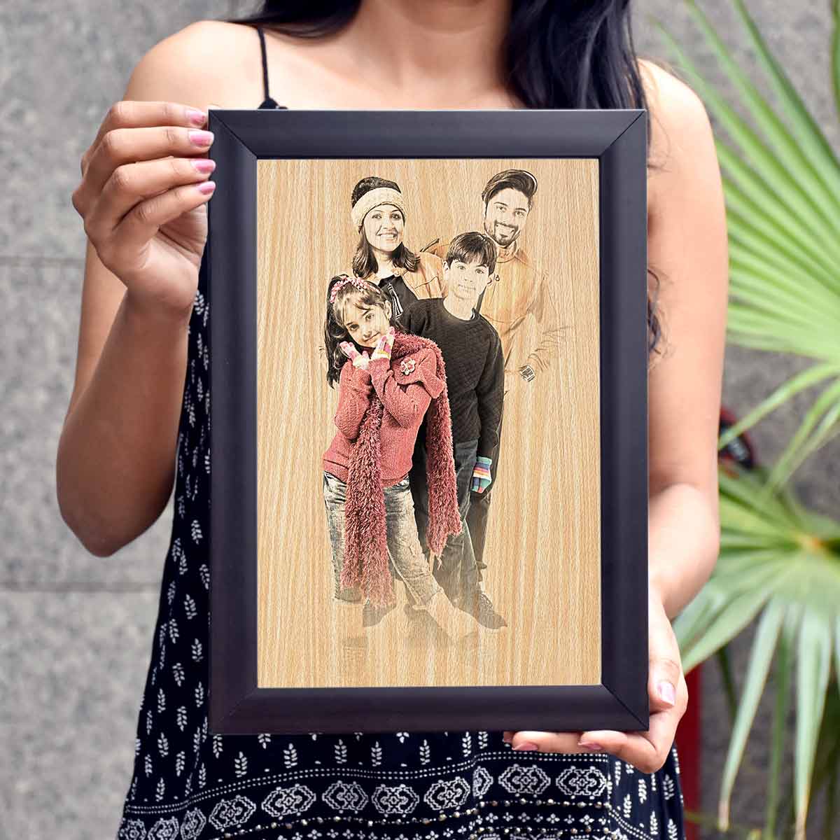 Personalised Wood Texture Print Poster Frame Family: Unique Personalized Gifts for Men