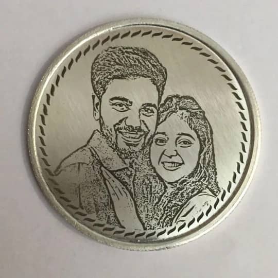 Personalised Silver Photo Coin - Unique Rakhi Gifts for Sister